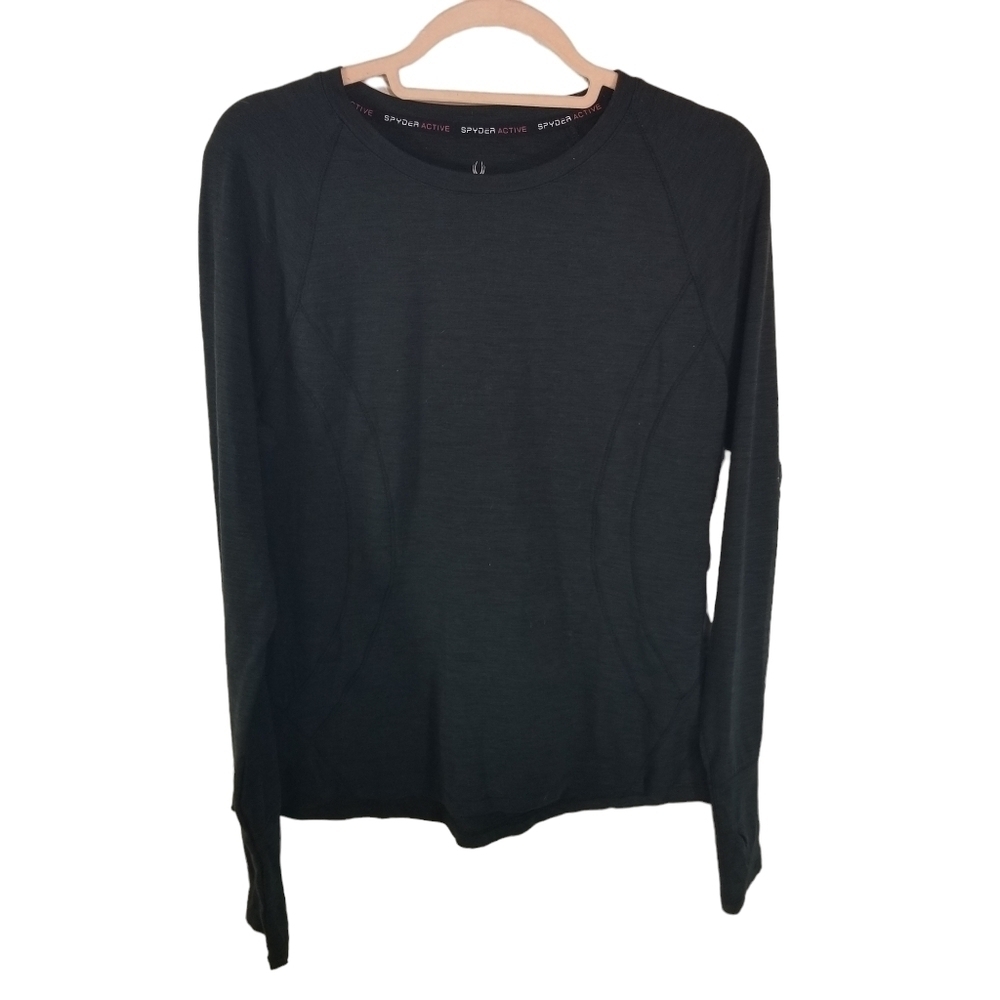 Spyder charcoal long sleeve running shirt